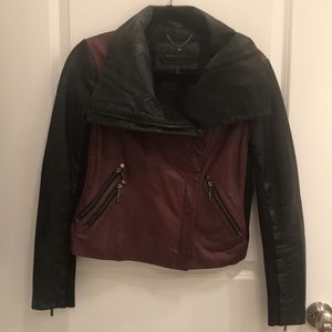BCBGMAXAZRIA 100% Leather Two Toned Coat